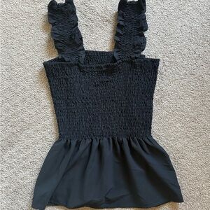 Black Smocked Sleeveless Top